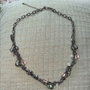 Elegant Lia Sophia Silver and Pink Beaded Necklace